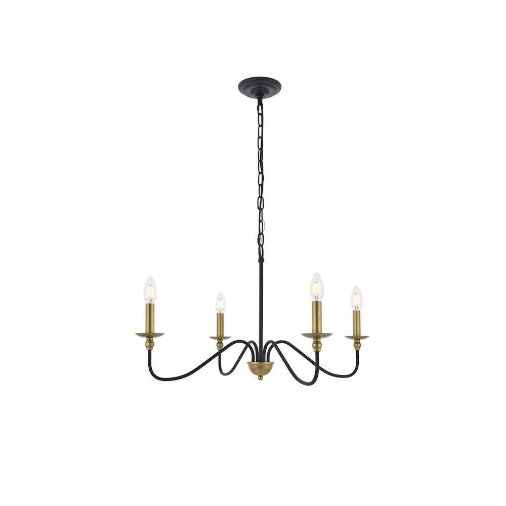 Alt View 9. Living District - Rohan 4 Light Matte Black And Brass Pendant - Matte Black And Brass.
