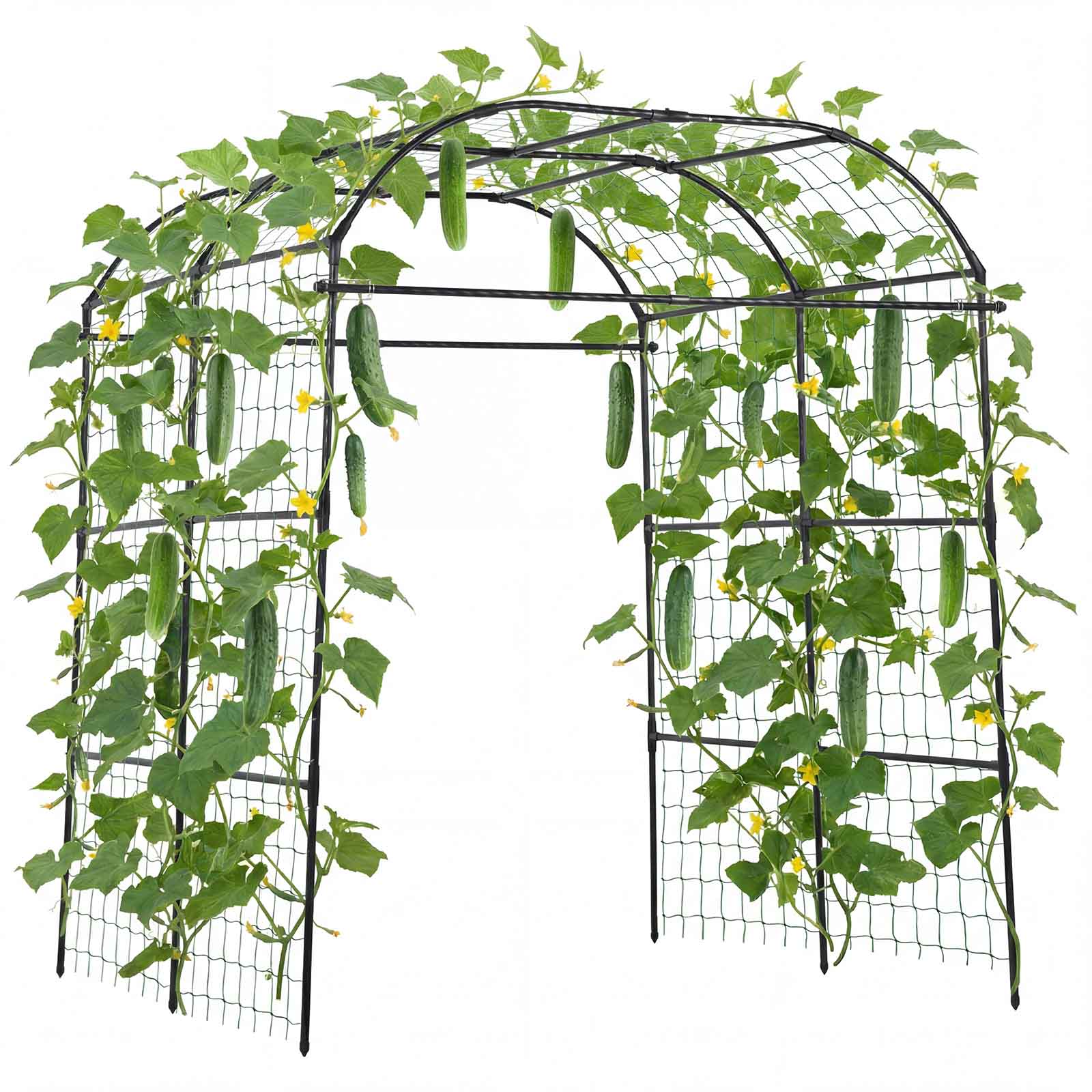 Alt View 5. VEVOR - Cucumber Trellis, U-Shape Garden Trellises for Raised Bed, Metal Wide Top Arch Plant Support for Vine - Black.
