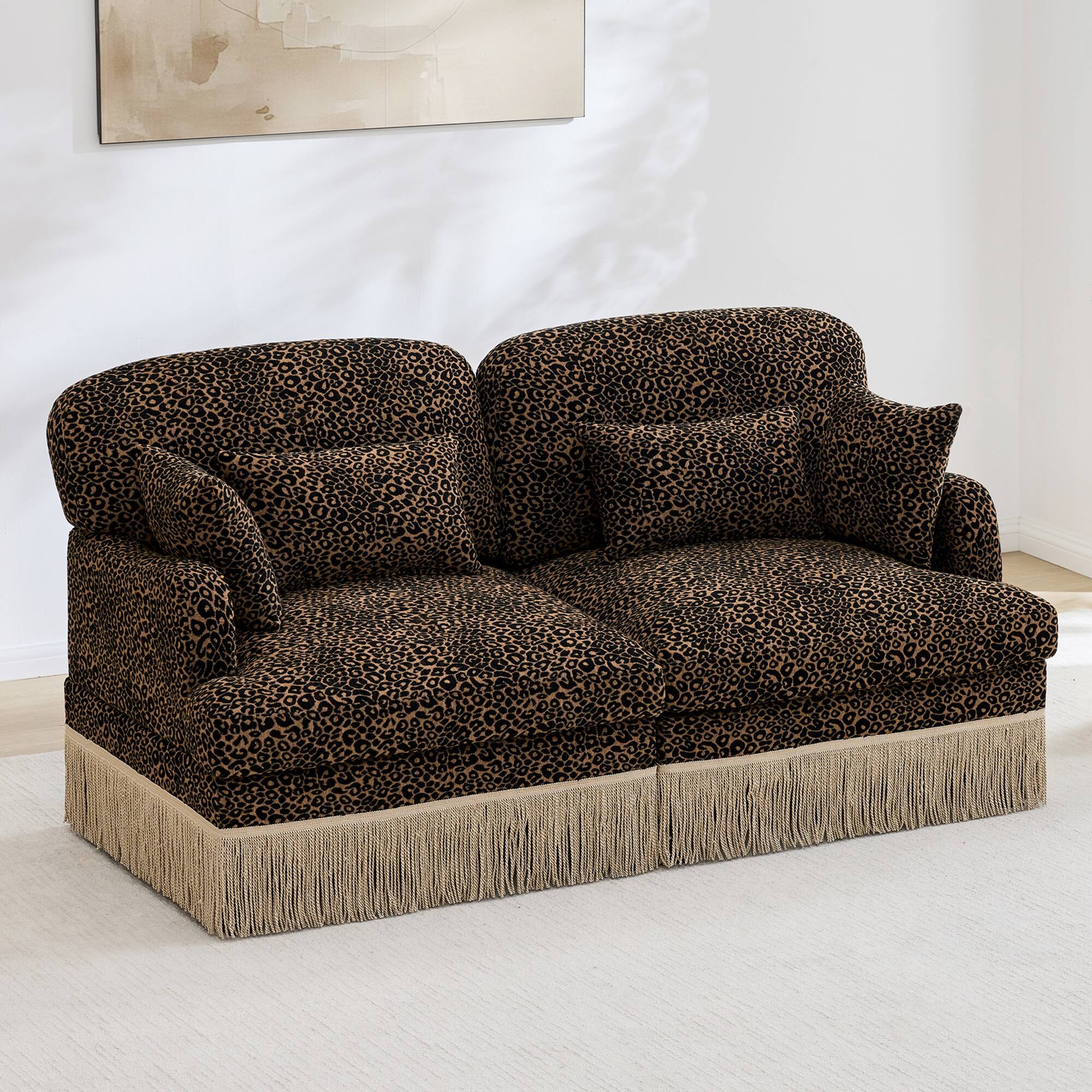 Anysun - Modern Fashion Leopard Print Chenille Deep Seat Loveseat, Easy Assembly - Brown price history on PriceWatchPro