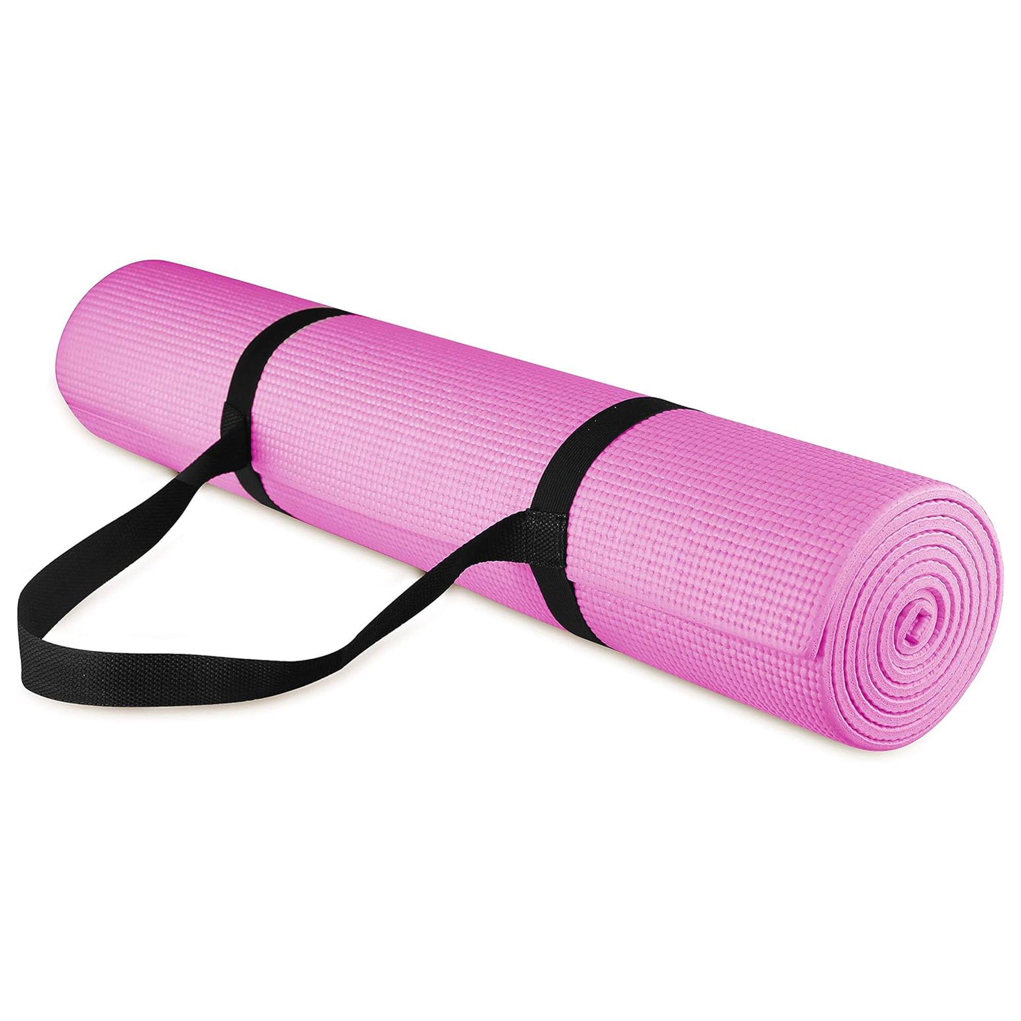 Alt View 1. Signature Fitness - Signature Fitness All Purpose High Density No Tear Exercise Mat w/Strap, Pink - Pink.