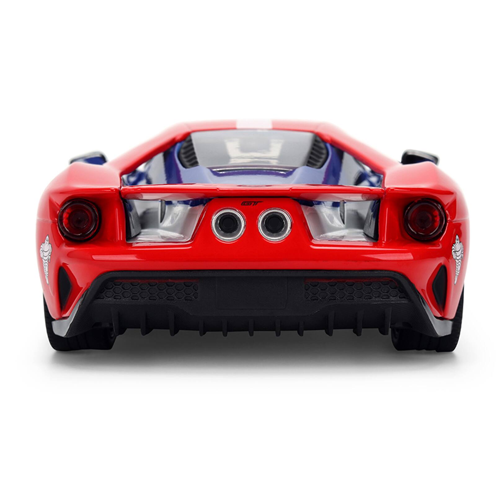 Alt View 7. Jada - 2017 Ford GT Blue and Red with White Stripes with Michelin Man Figure "Michelin Tires" 1/24 Car by Jada.