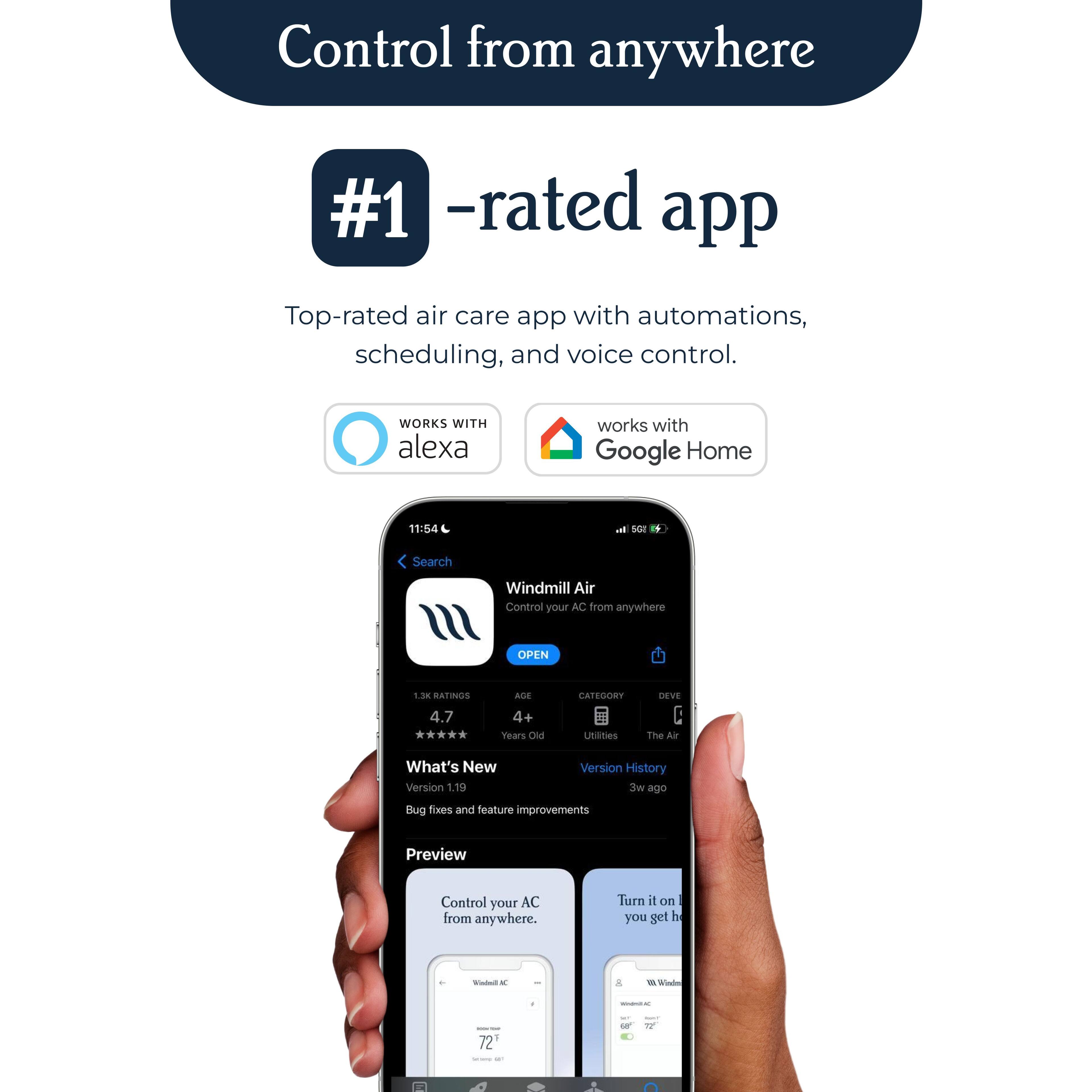 Alt View 12. Windmill - Windmill WhisperTech 8,000 BTU Smart Window Air Conditioner with Inverter Technology - White.