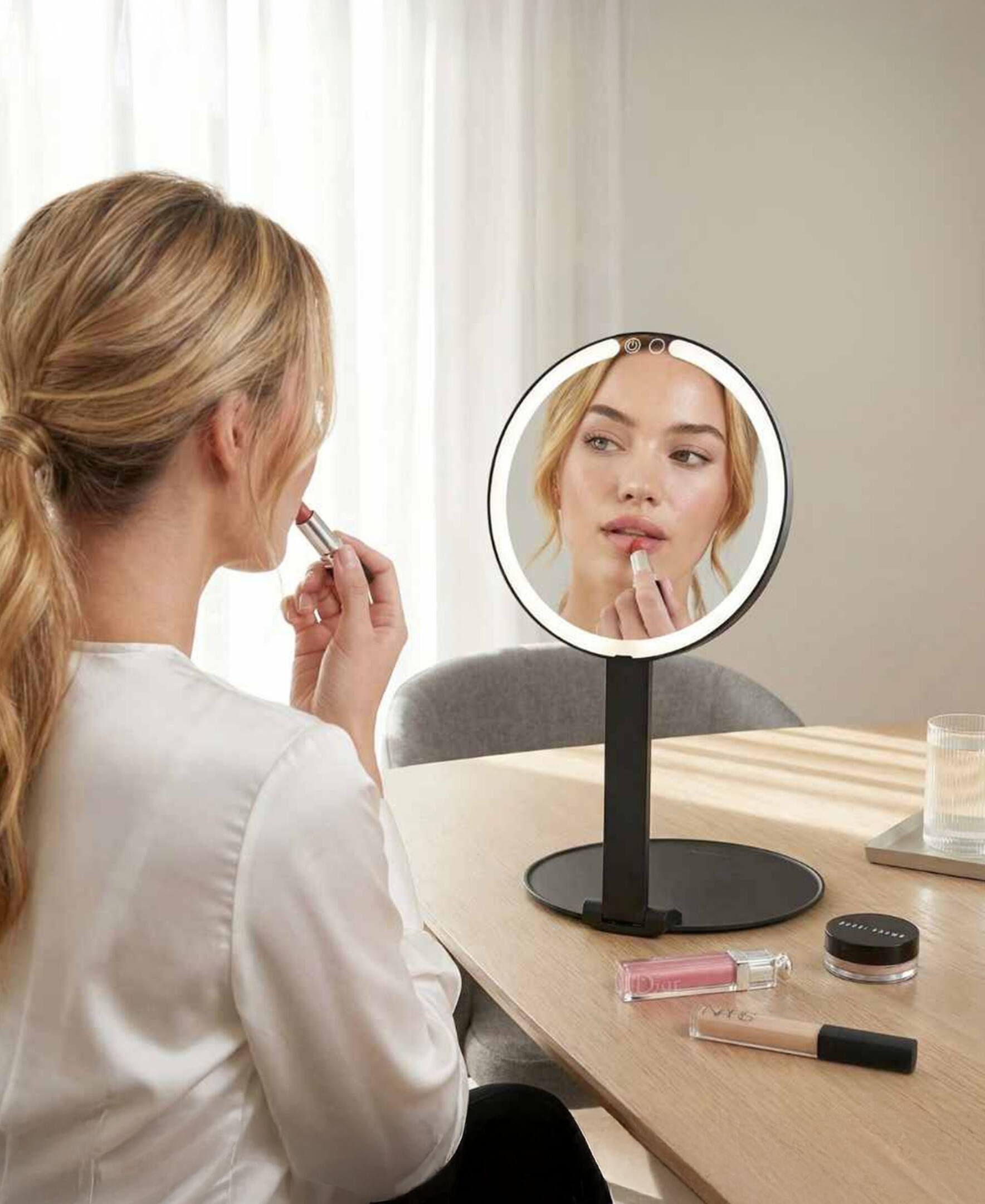 Angle. fancii - Abigail LED Travel Mirror - Black.