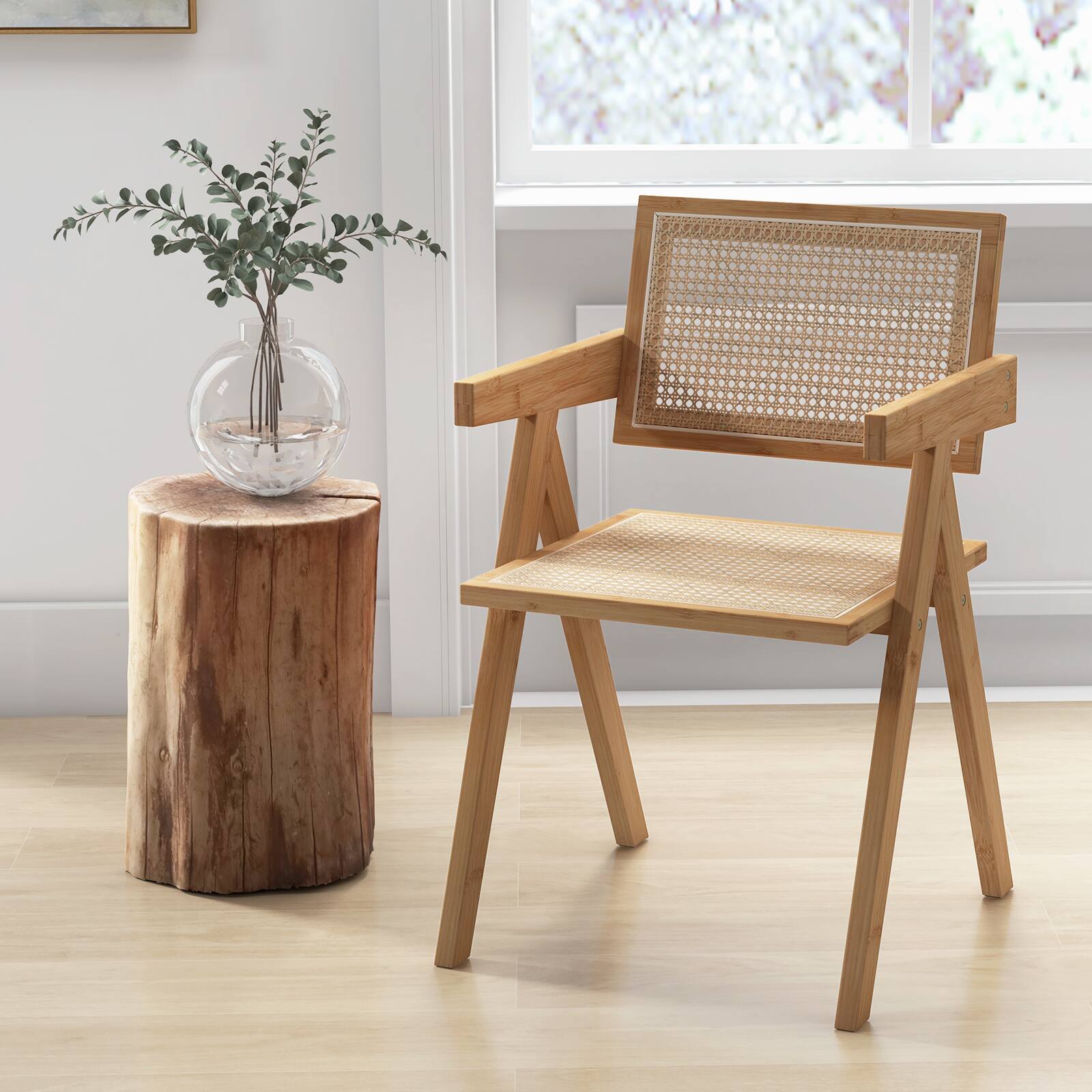 Alt View 7. Ecooso - Set of 2 Rattan Accent Chairs with Natural Bamboo Frame for Living Room - Natural.