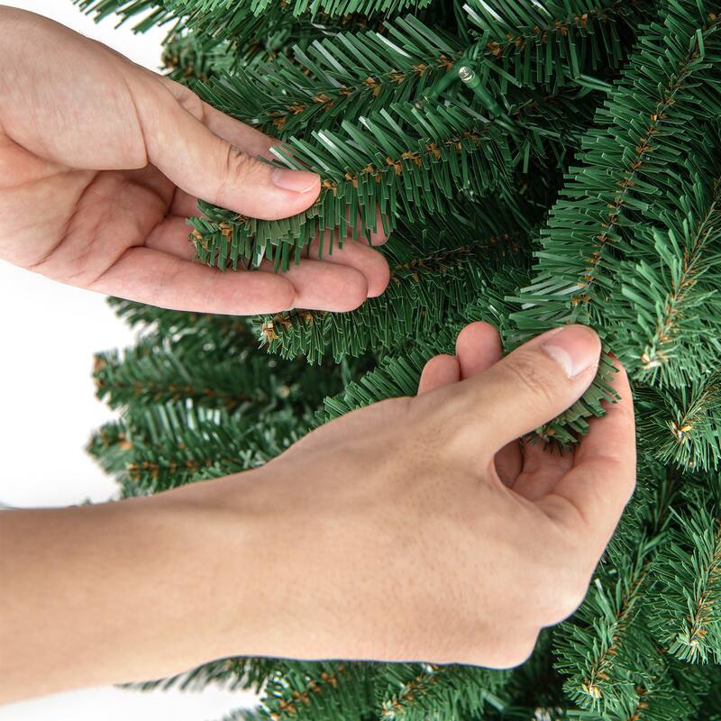 Alt View 6. WELLFOR - 8 ft Pencil Slim Artificial Christmas Tree with Warm‑White Lights,671 Full PVC Branch Tips, Perfect‑Choice Decoration - Green.