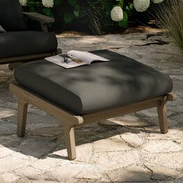 Saratoga Outdoor Teak Ottoman by Modway - Weathered Gray Flint