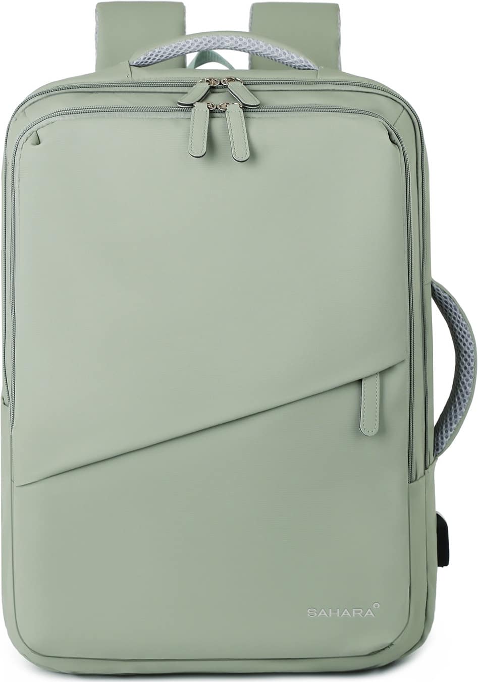 Front. SaharaCase - Water Resistant Backpack with USB Charging port and fits up to 16" laptop - Oasis Green.