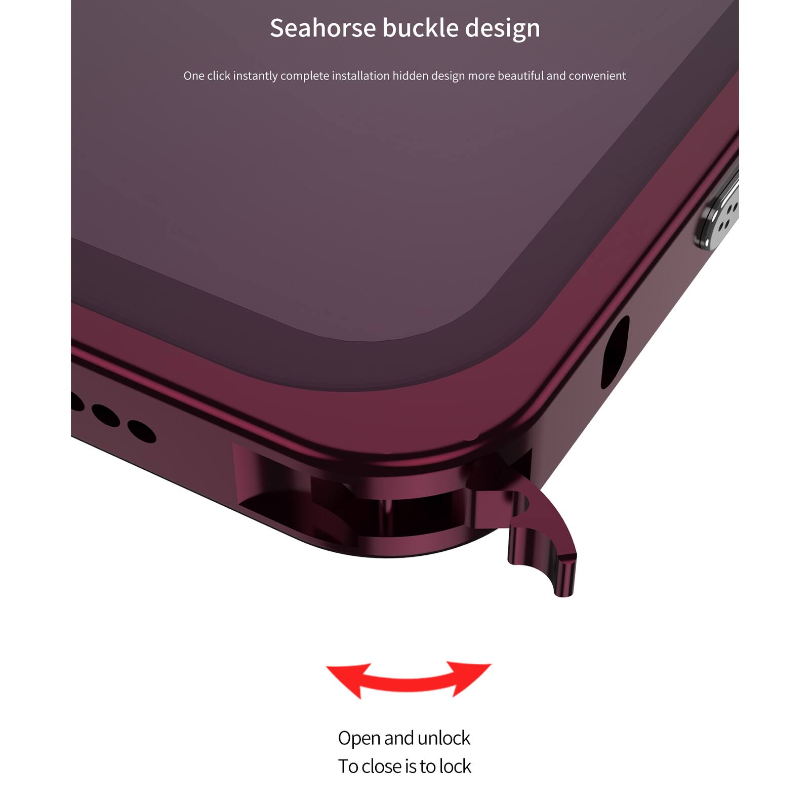 Seahorse buckle design

One click instantly complete installation hidden design more beautiful and convenient

Open and unlock
To close is to lock