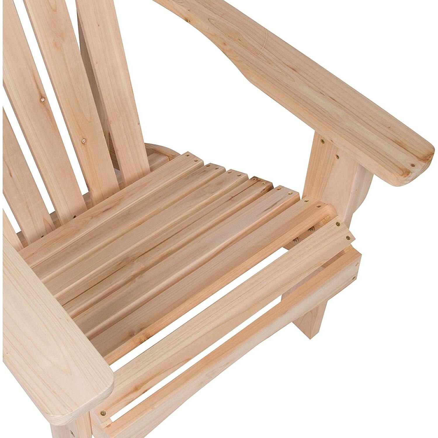 Back. Hivvago - Ergonomic Natural Cedar Wood Adirondack Chair - Natural.