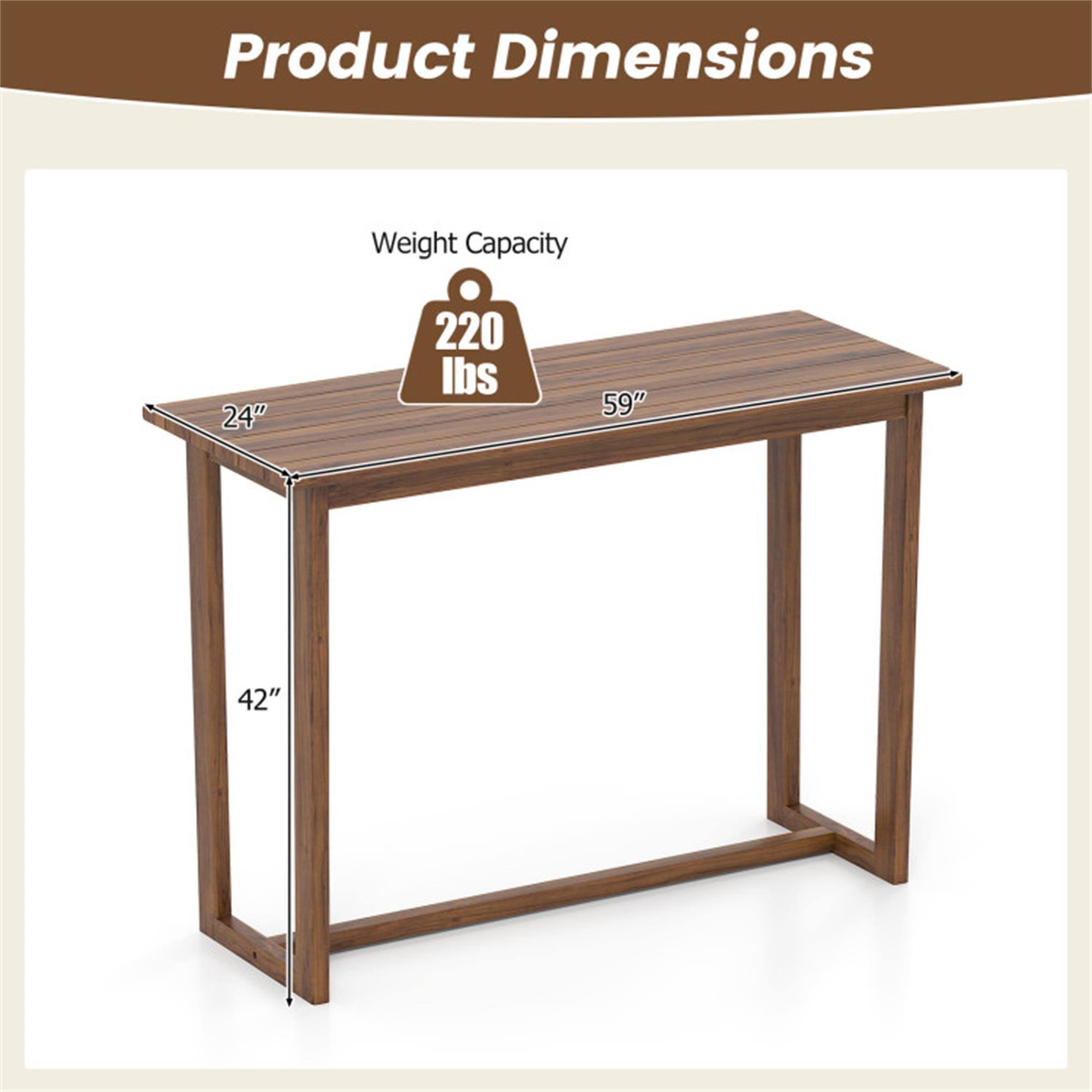 Product Dimensions  
Weight Capacity: 220 lbs  
24" x 59" x 42"