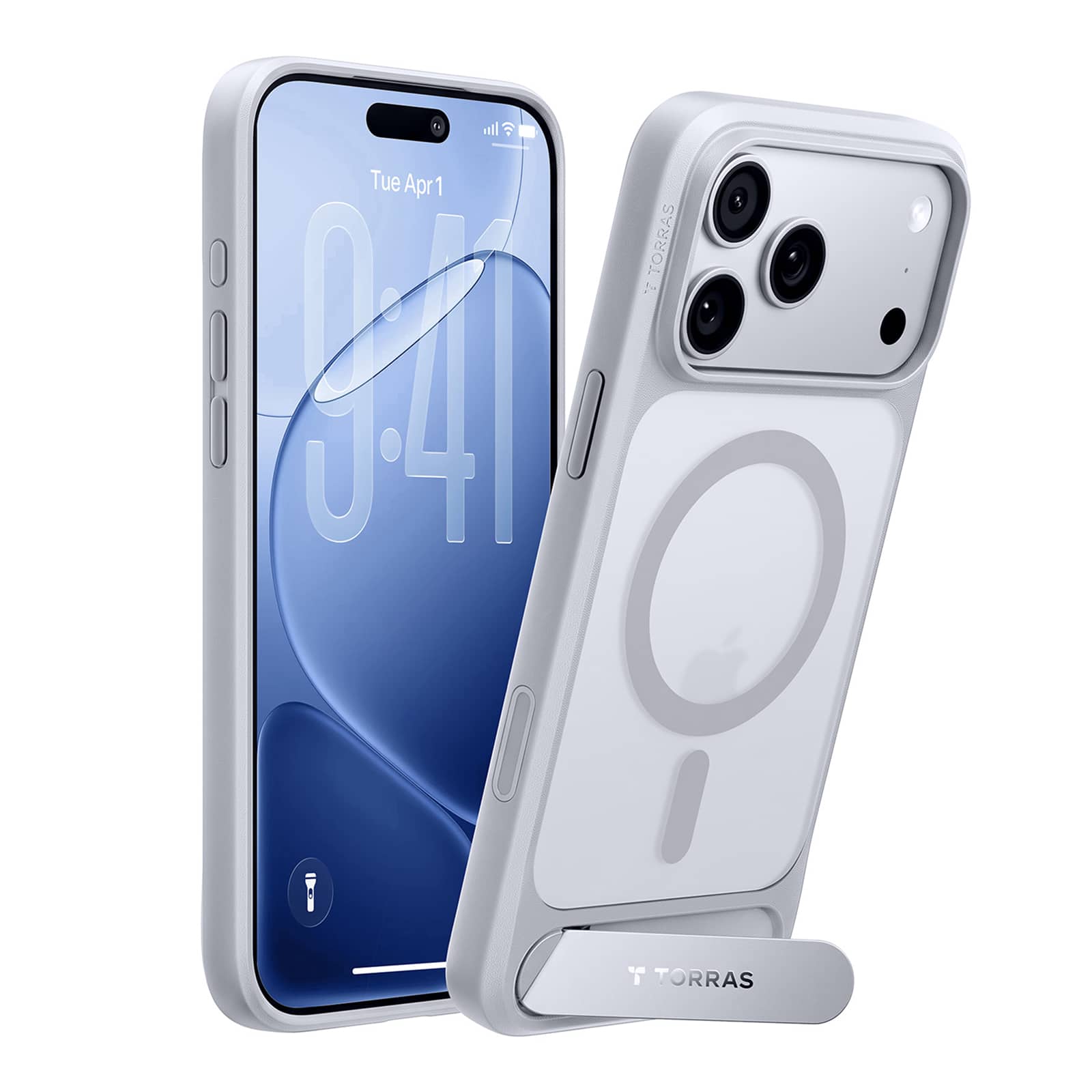 TORRAS - Ostand L1 - Professional Multi-Angle Magnetic Stand Case with Military-Grade Protection for Phone 18 Pro, Sliver - Silver