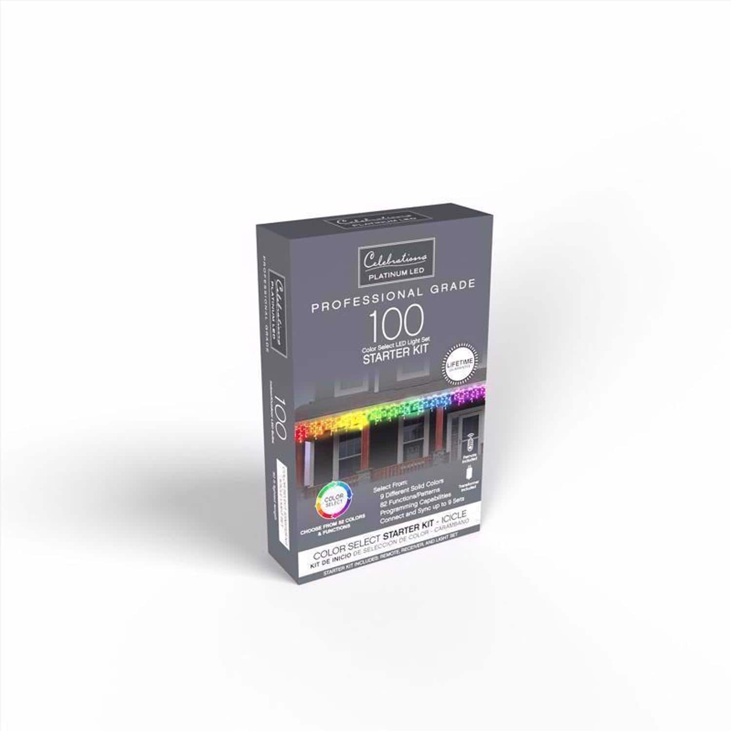 Celebrations - Platinum LED T5 RGBW 100 ct Icicle Christmas Lights 9.5 ft.