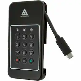 Apricorn - Aegis 500 GB Portable Hard Drive - External - PCI Express NVMe - Desktop PC Device Supported - USB Type C - Black