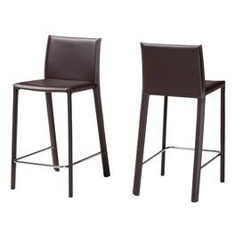 Baxton Studio - Crawford Leather 2-Piece Counter Height Stool Set - Brown