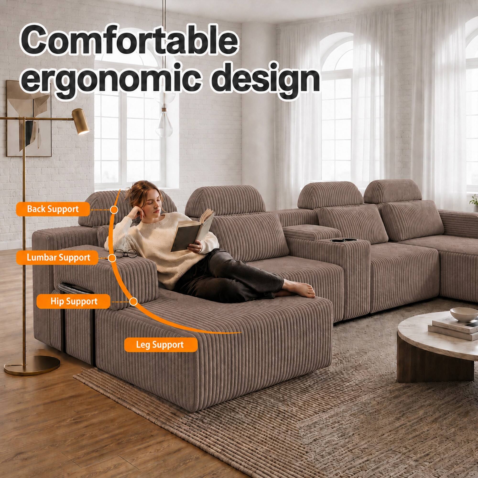 Comfortable ergonomic design  
Back Support  
Lumbar Support  
Hip Support  
Leg Support