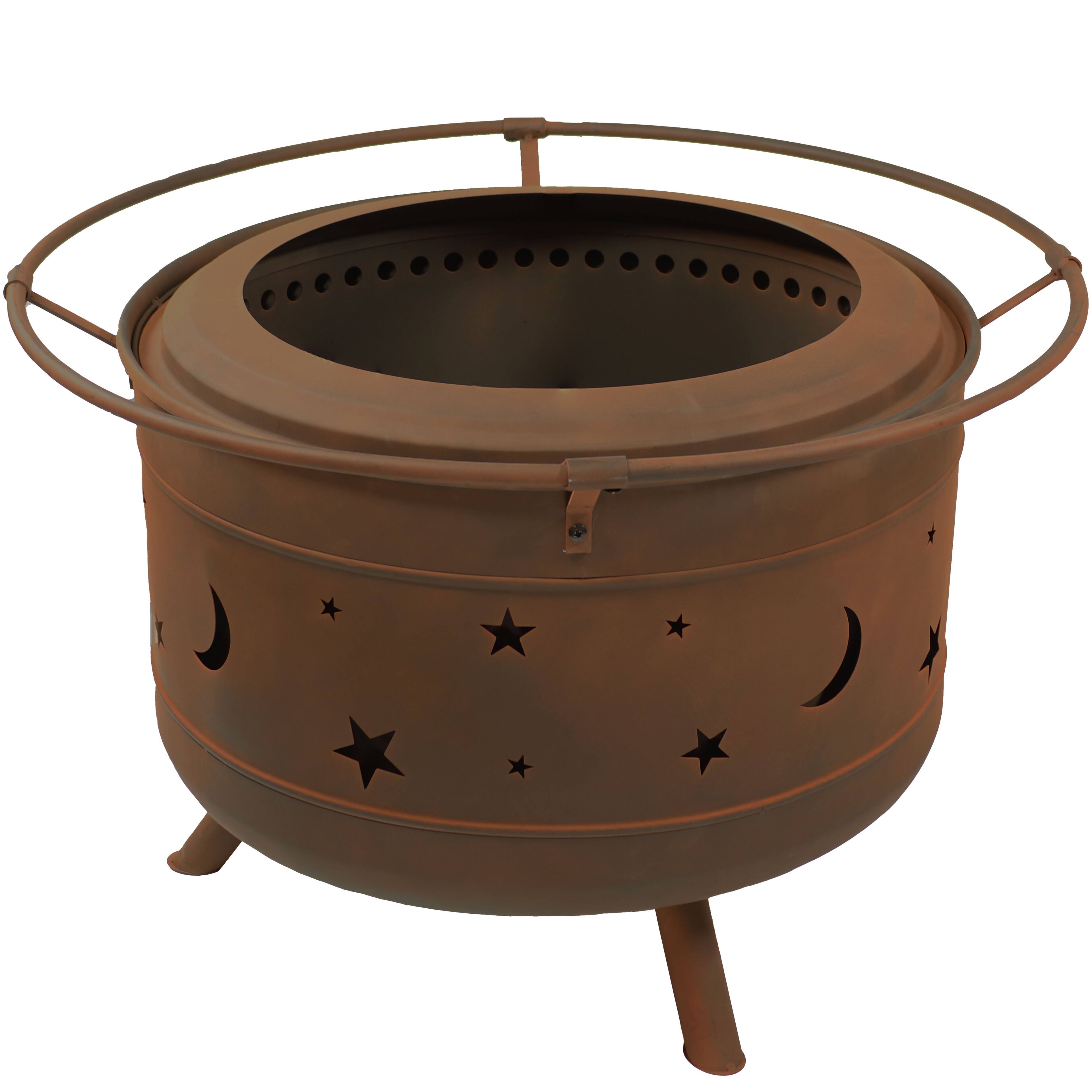 Alt View 7. Sunnydaze - 30 in Cosmic Steel Smokeless Fire Pit with Log Poker and Cover - Bronze.