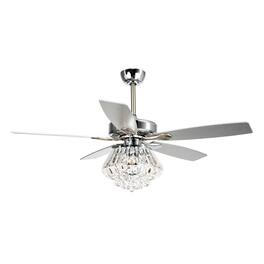 Parrot Uncle - Modern 52" Crystal Ceiling Fan with Remote Control - Chrome