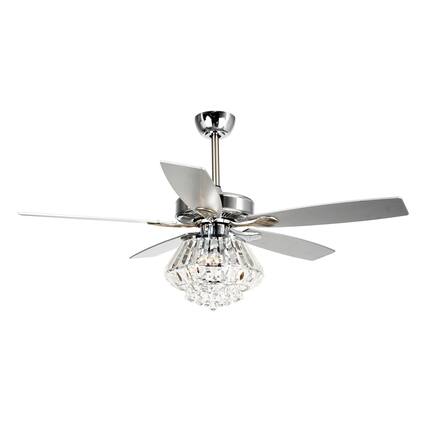 Front. Parrot Uncle - Modern 52" Chrome Crystal Ceiling Fan with Remote Control - Chrome.