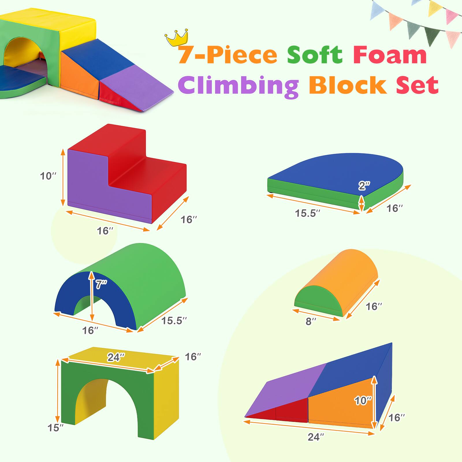 7-Piece Soft Foam Climbing Block Set
