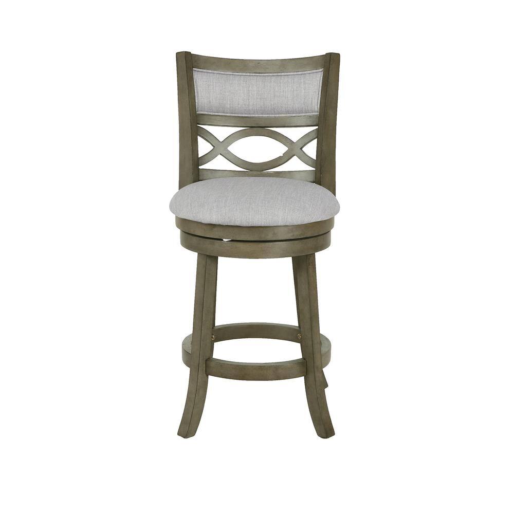 Left. New Classic Furniture - New Classic Manchester Gray Wood Swivel Counter Stool w/ Fabric Seat (Set of 2) - Grey.