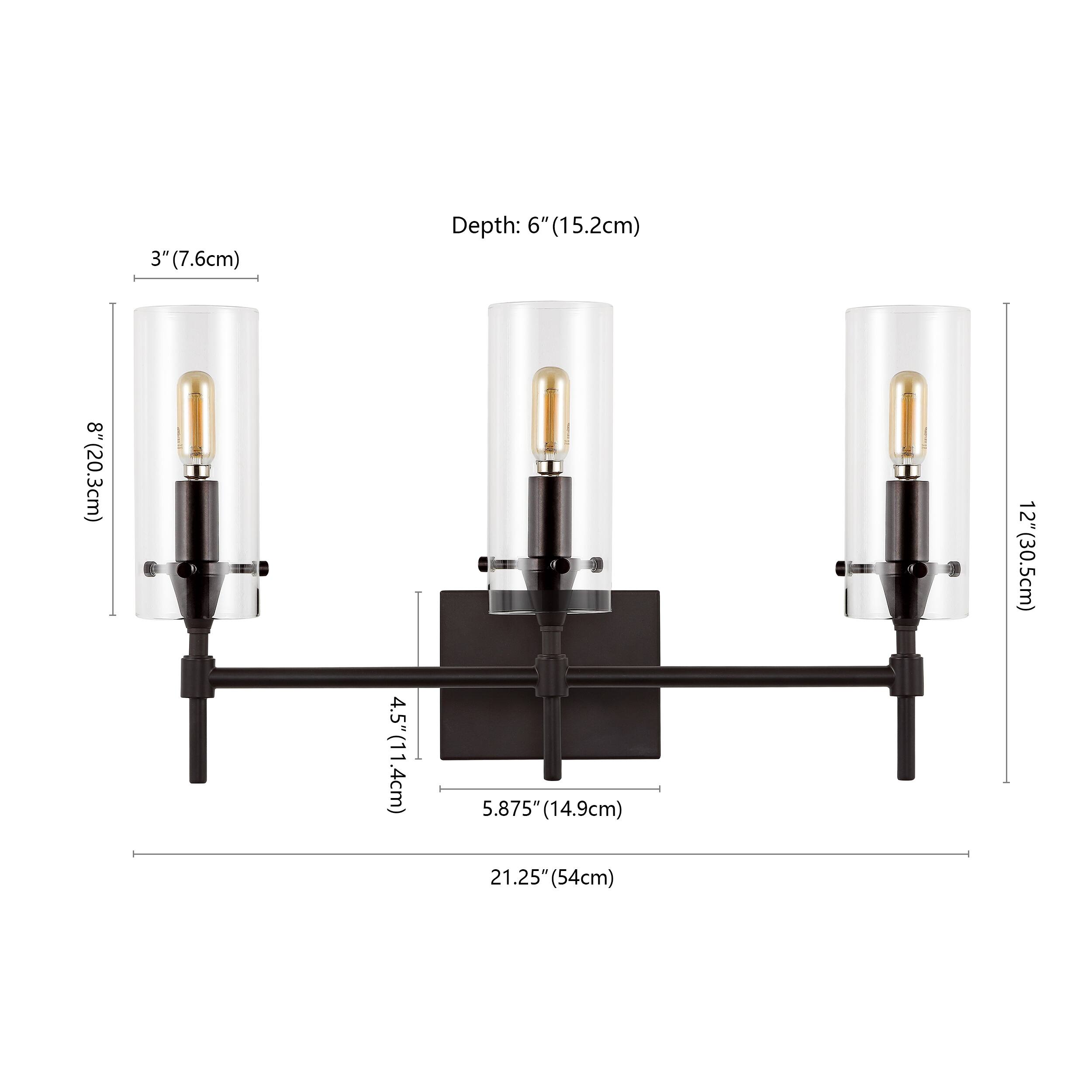3" (7.6cm)  
Depth: 6" (15.2cm)  
8" (20.3cm)  
4.5" (11.4cm)  
5.875" (14.9cm)  
21.25" (54cm)  
12" (30.5cm)