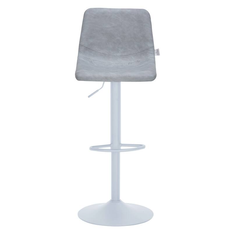 Alt View 2. LeisureMod - Tilbury Bar Stool with White Base, Modern Adjustable Swivel Counter Height Stool with Footrest - Light Grey.