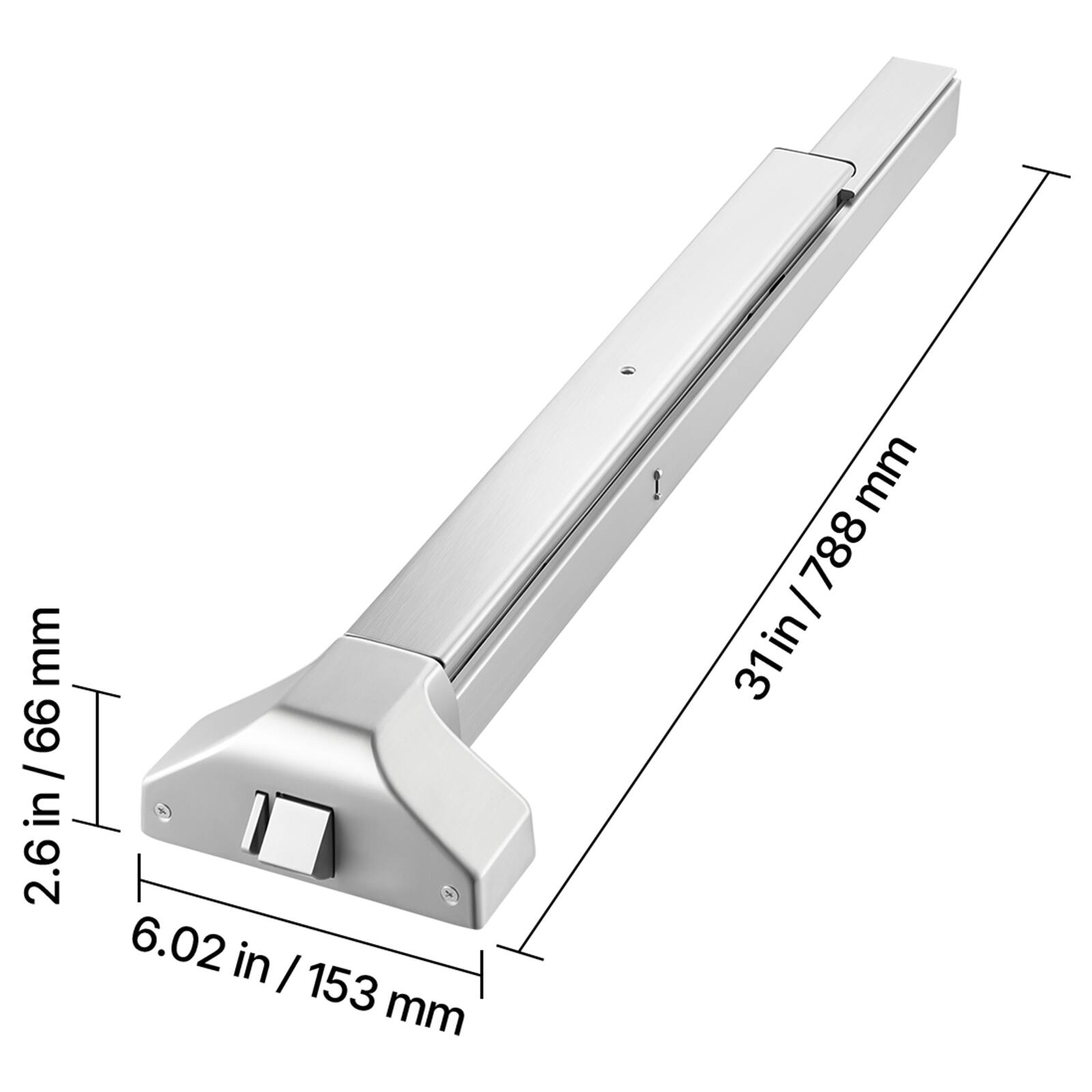 - 2.6 in / 66 mm
- 6.02 in / 153 mm
- 31 in / 788 mm