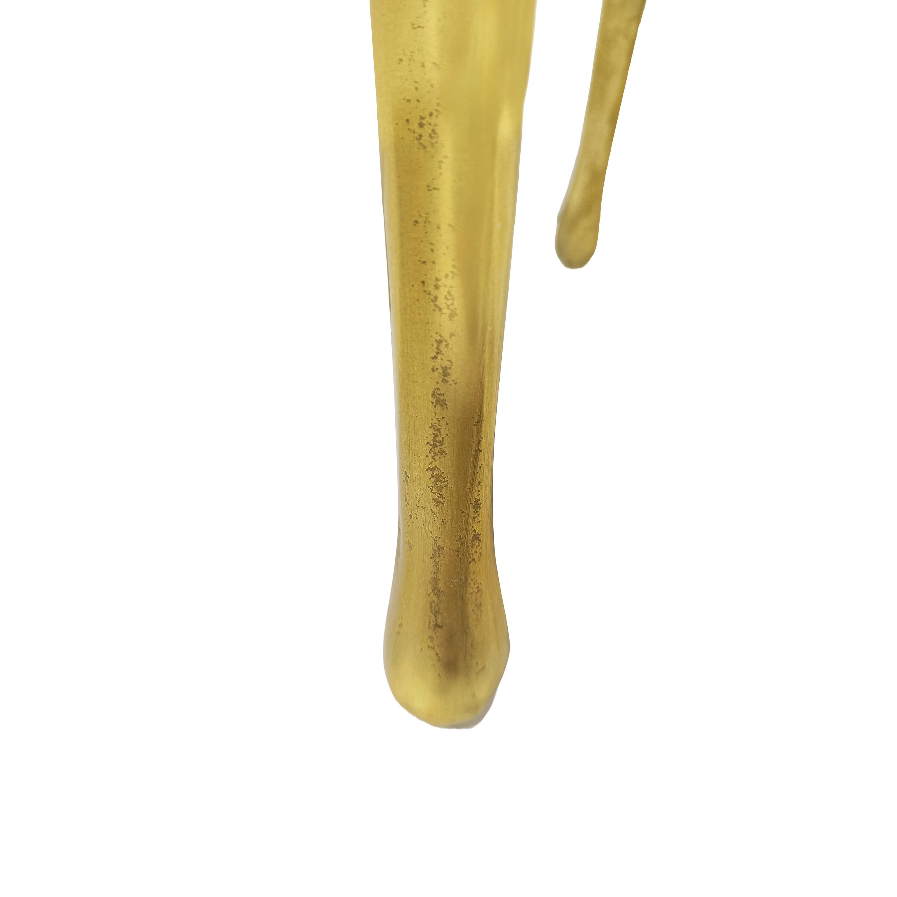 Alt View 4. Manhattan Lane - Capri Side End Table | 24.75 Inch Round Glass Top | Melting Drip Design - Gold, Black.