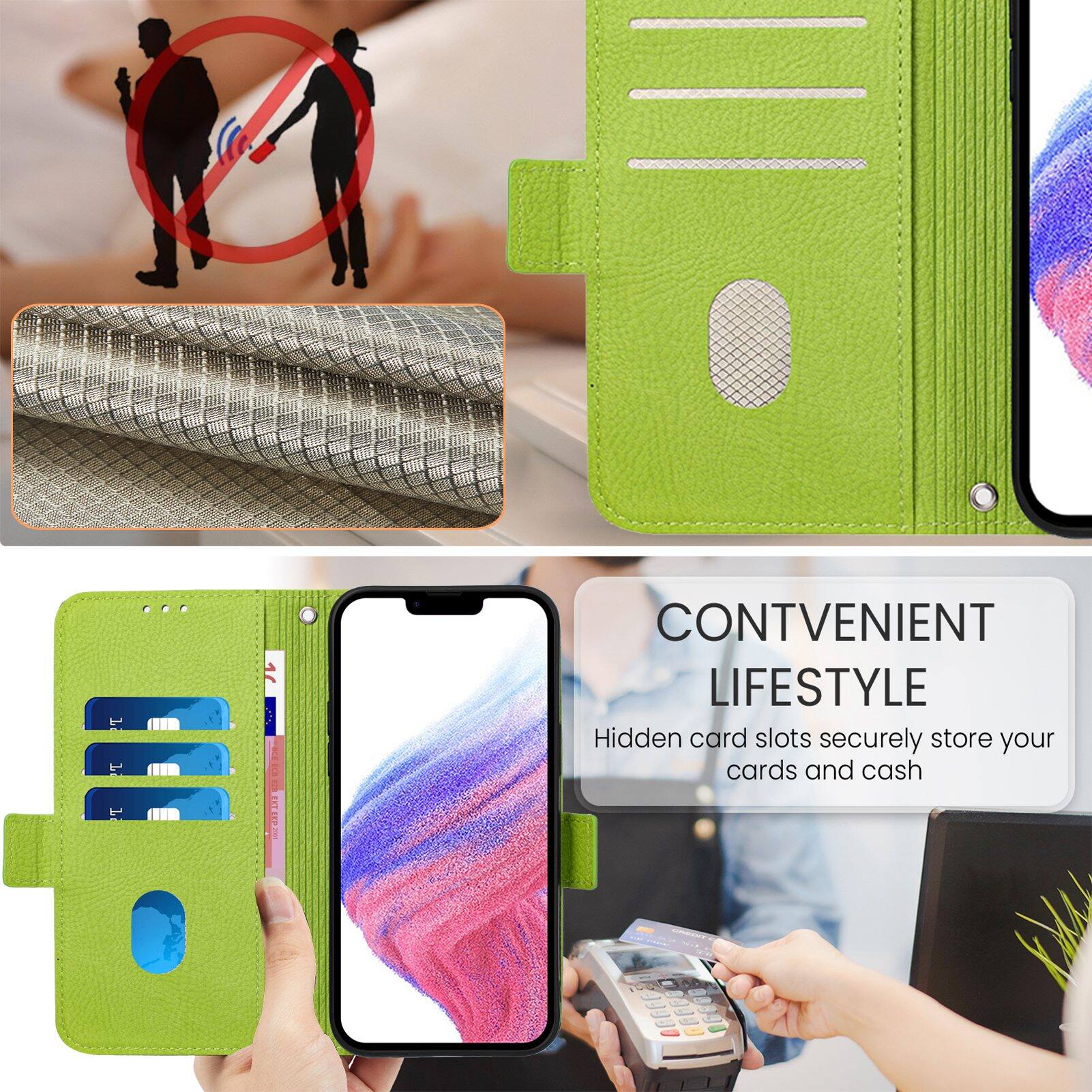 CONVENIENT LIFESTYLE  
Hidden card slots securely store your cards and cash