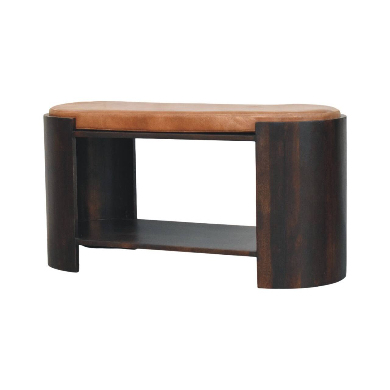 Left. Artisan Furniture - Artisan Furniture Solid Wood Arcus Shoe Bench - Brown.