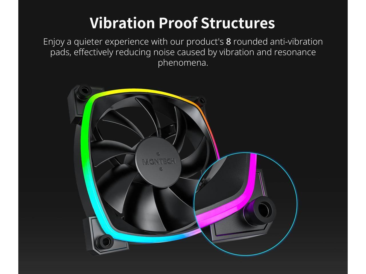 Vibration Proof Structures

Enjoy a quieter experience with our product's 8 rounded anti-vibration pads, effectively reducing noise caused by vibration and resonance phenomena.