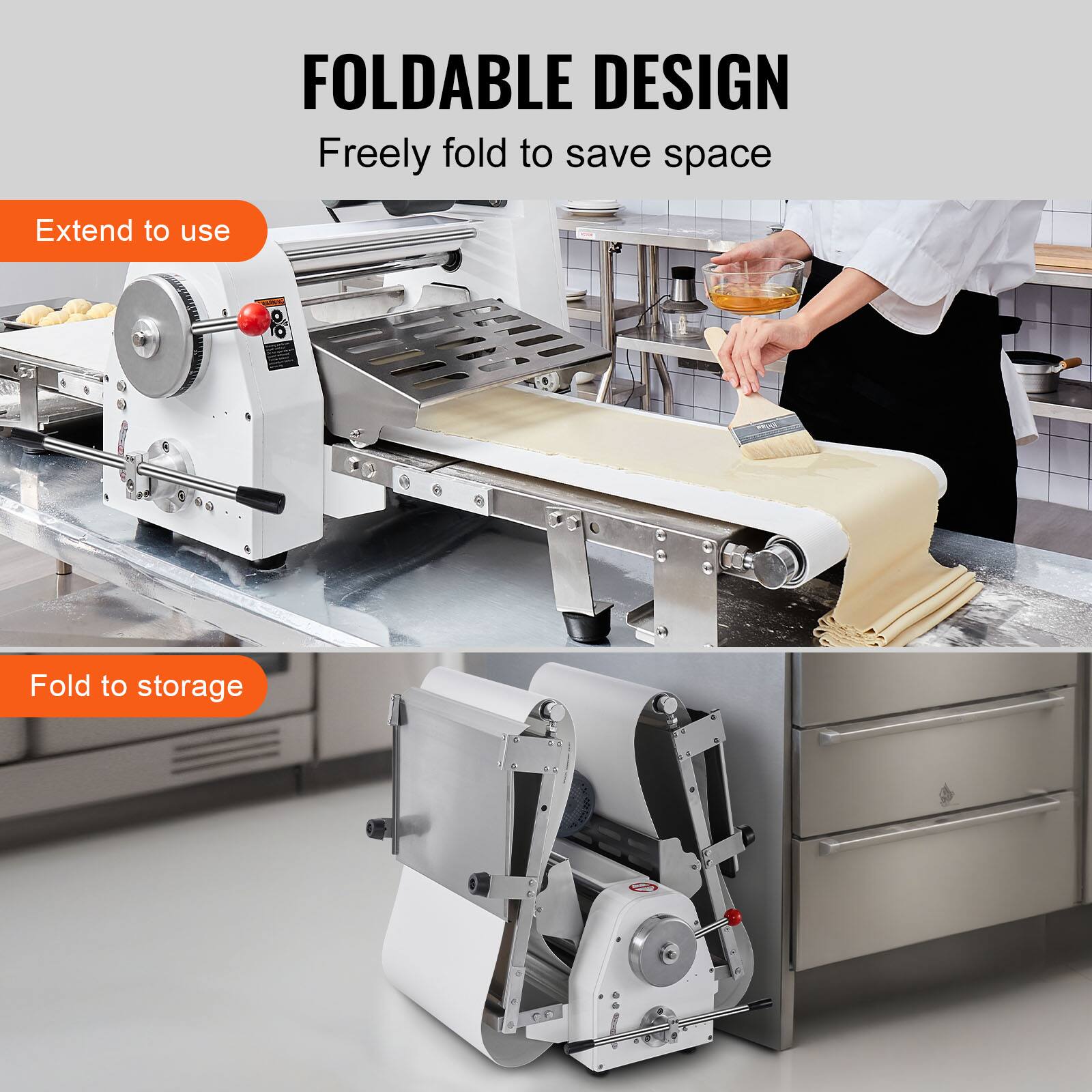 FOLDABLE DESIGN  
Freely fold to save space  

Extend to use  

Fold to storage