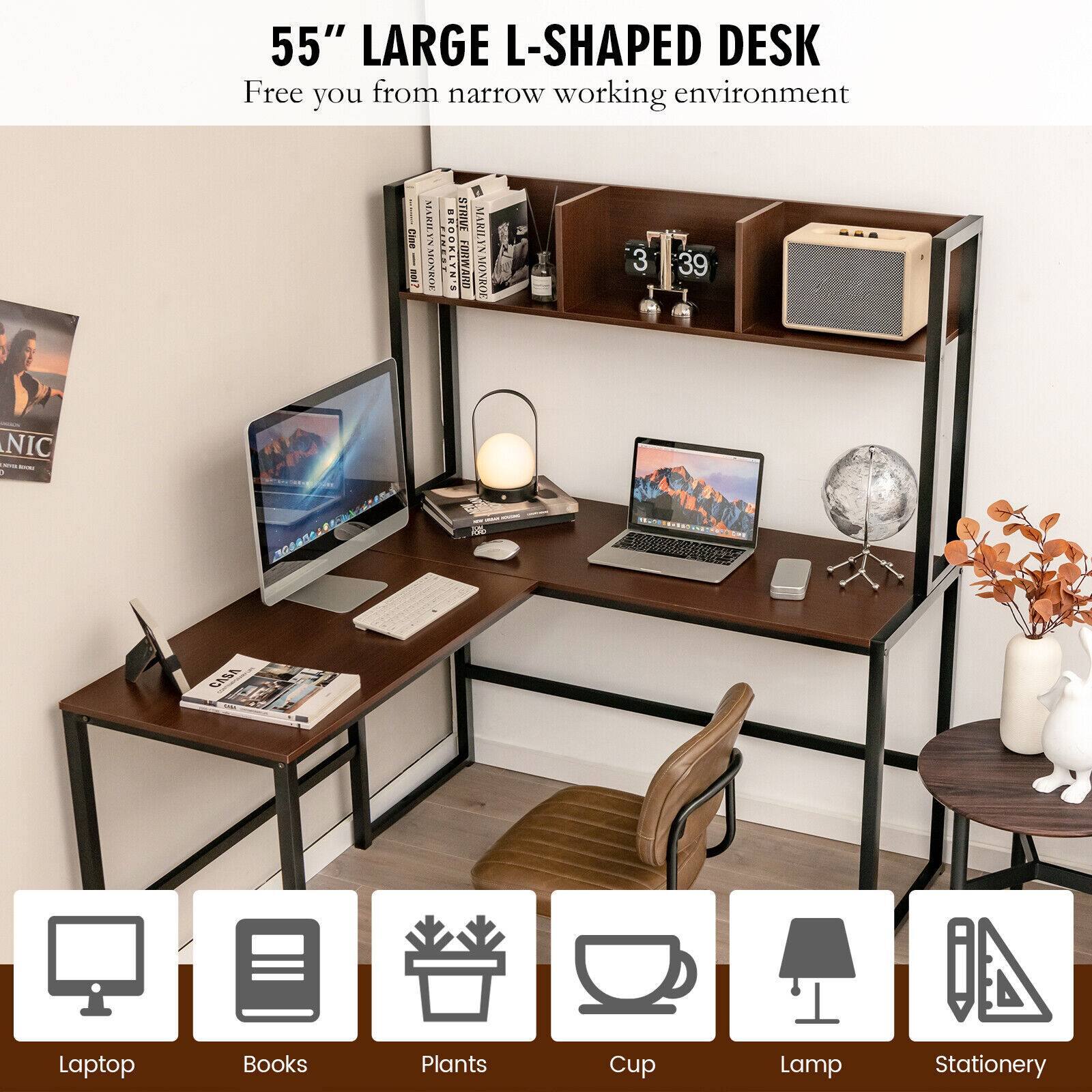 55" LARGE L-SHAPED DESK Free you from narrow working environment

Laptop
Books
Plants
Cup
Lamp
Stationery