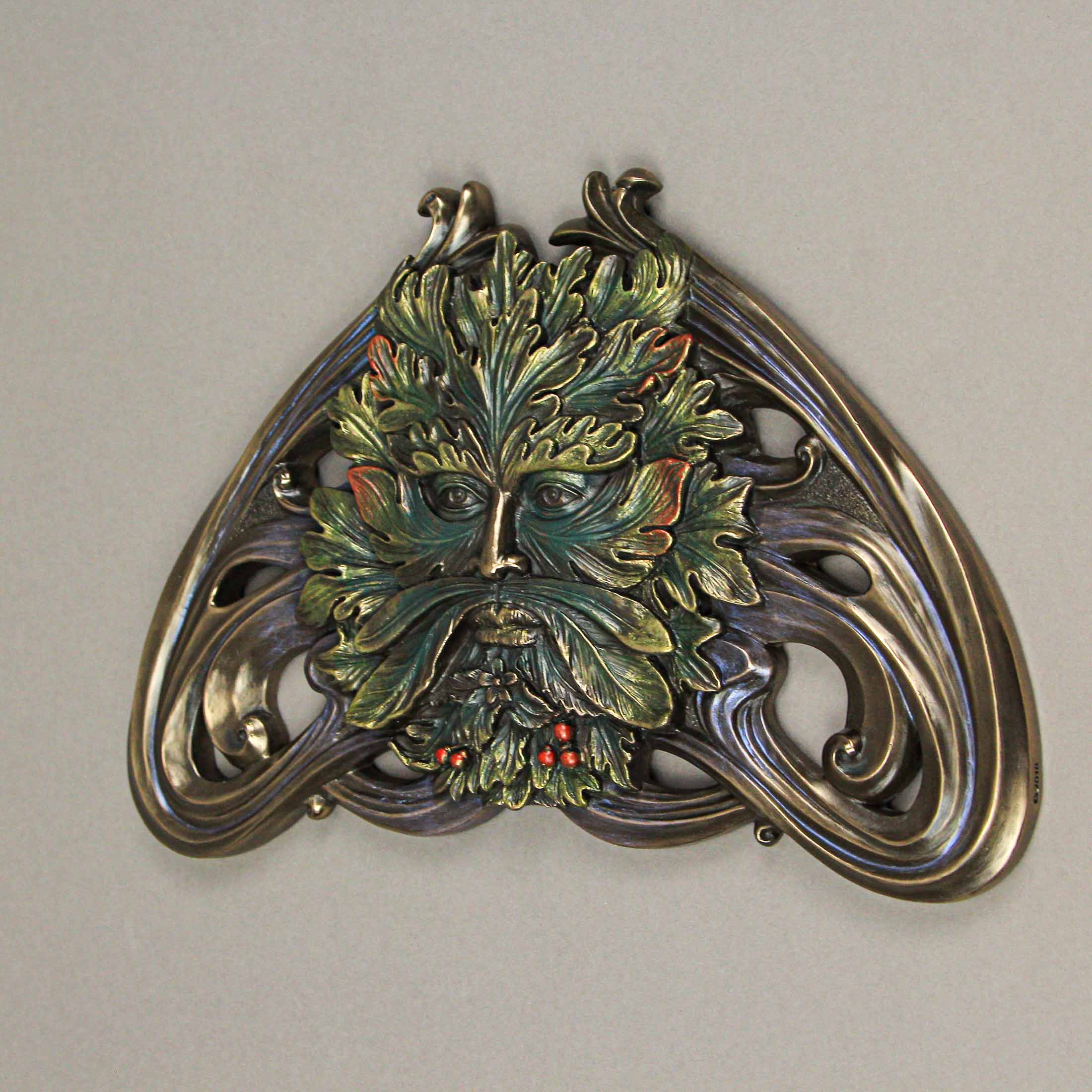 Alt View 7. Veronese Design - Art Nouveau Style Celtic Greenman Wall Hanging 9.5 Inches Long - Multicolored.