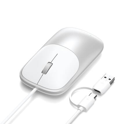 Front. Satechi - Slim LX Wired Mouse - Aluminum, Silent Click, USB-C, Optical Tracking, for Mac & PC - Silver.