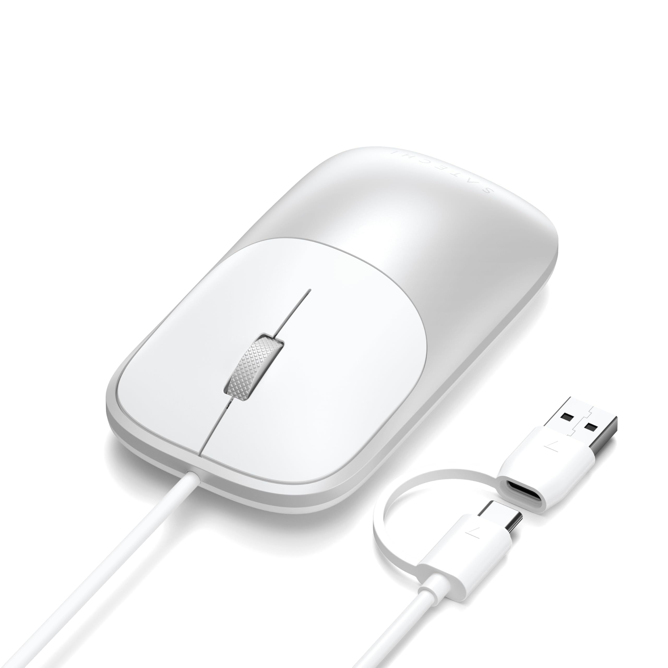 Satechi - Slim LX Wired Mouse - Aluminum, Silent Click, USB-C, Optical Tracking, for Mac & PC - Wired - Silver