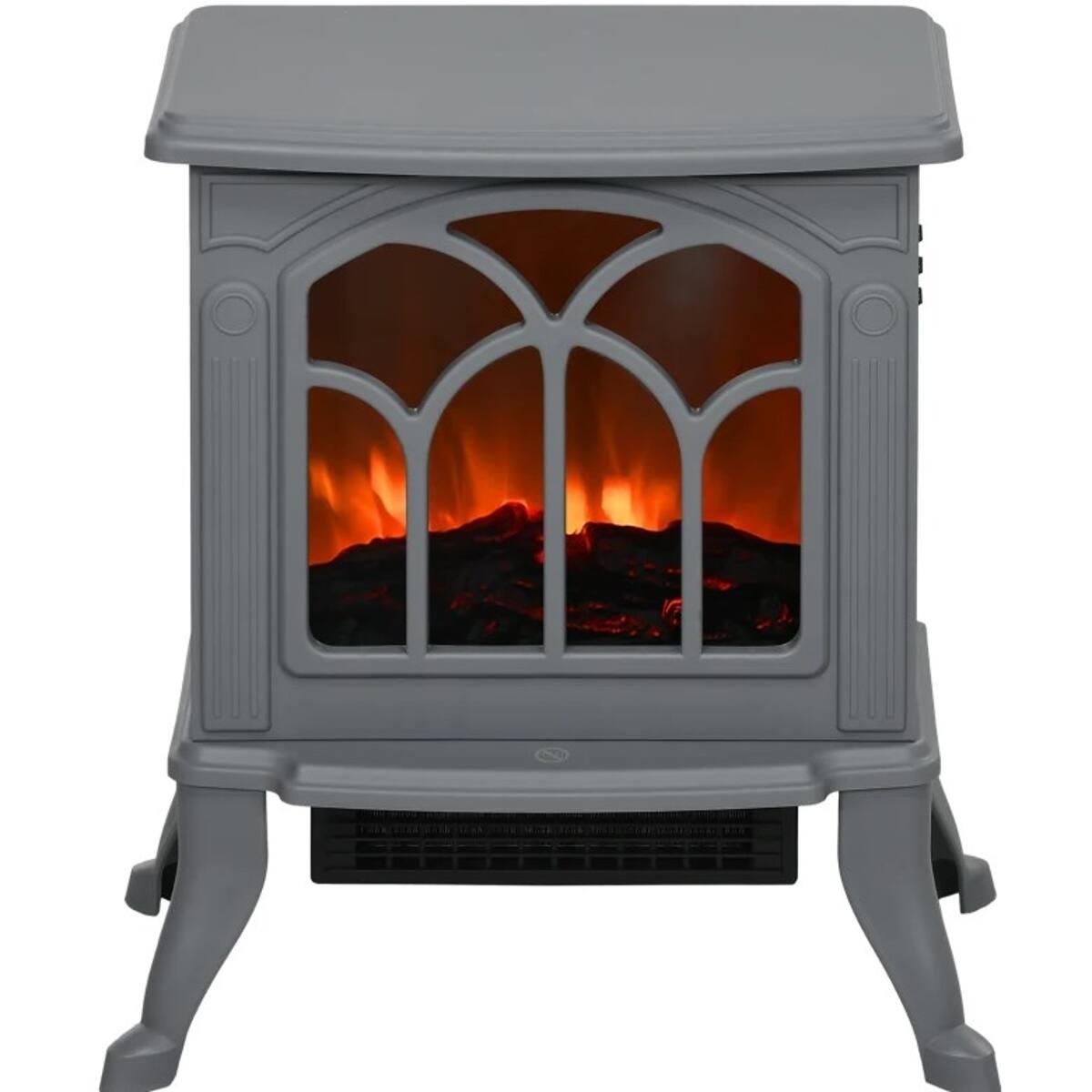 Angle. Loheer - Loheer Freestanding Electric Fireplace Stove Retro Grey 1500W - Gray.