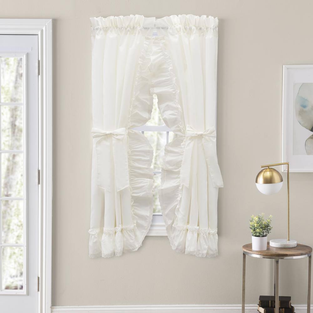 Angle. Ellis Curtain - Ellis Curtain Madelyn Ruffled Victorian Priscillas 1.5" Rod Pocket Curtain Panel 100" x 72" Natural - Natural.