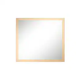 Boyel Living - 36 in W x 40 in L Dark Wood Grain Rectangular Slanted Edge Aluminum Framed Wall Bathroom Vanity Mirror