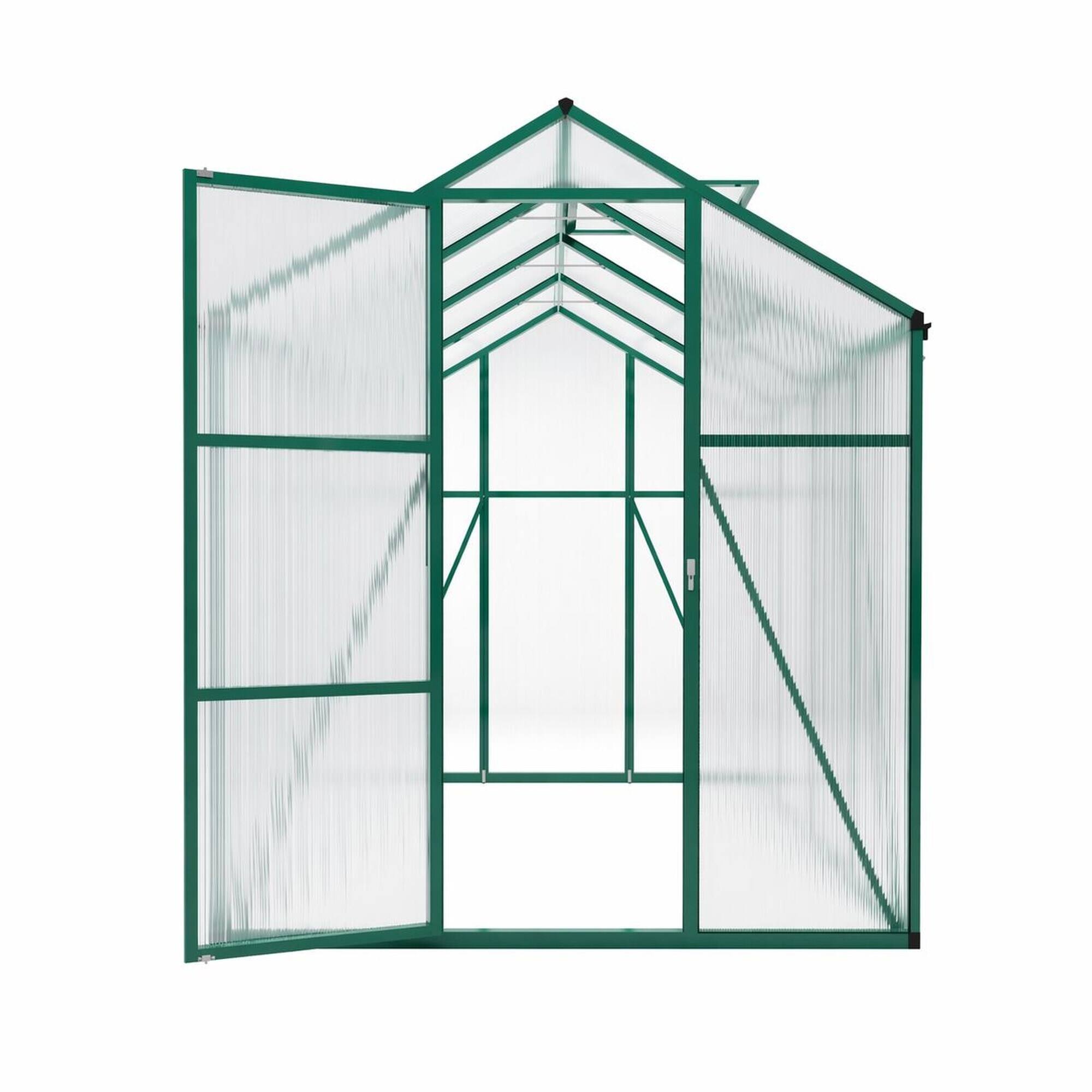 Front. RYHNUYNE - 6x8 ft Polycarbonate Greenhouse, Heavy Duty Aluminum Frame, Walk-in Garden Kit, All Season.