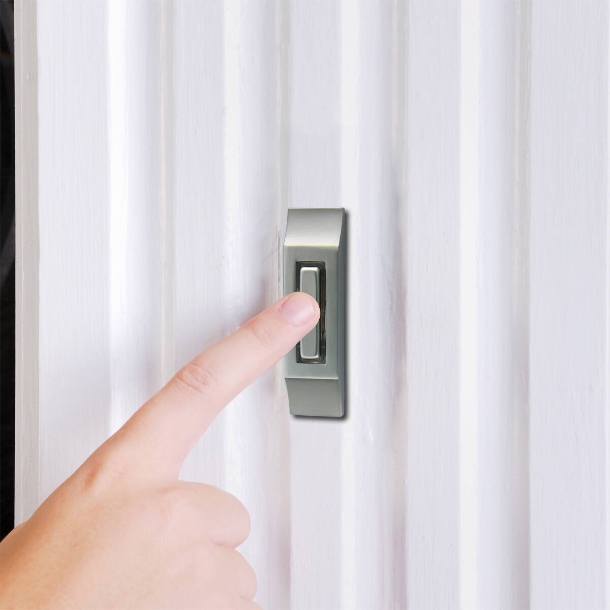 Alt View 1. IQ America - IQ America Contemporary Satin Nickel Lighted Pushbutton Doorbell - Nickel.