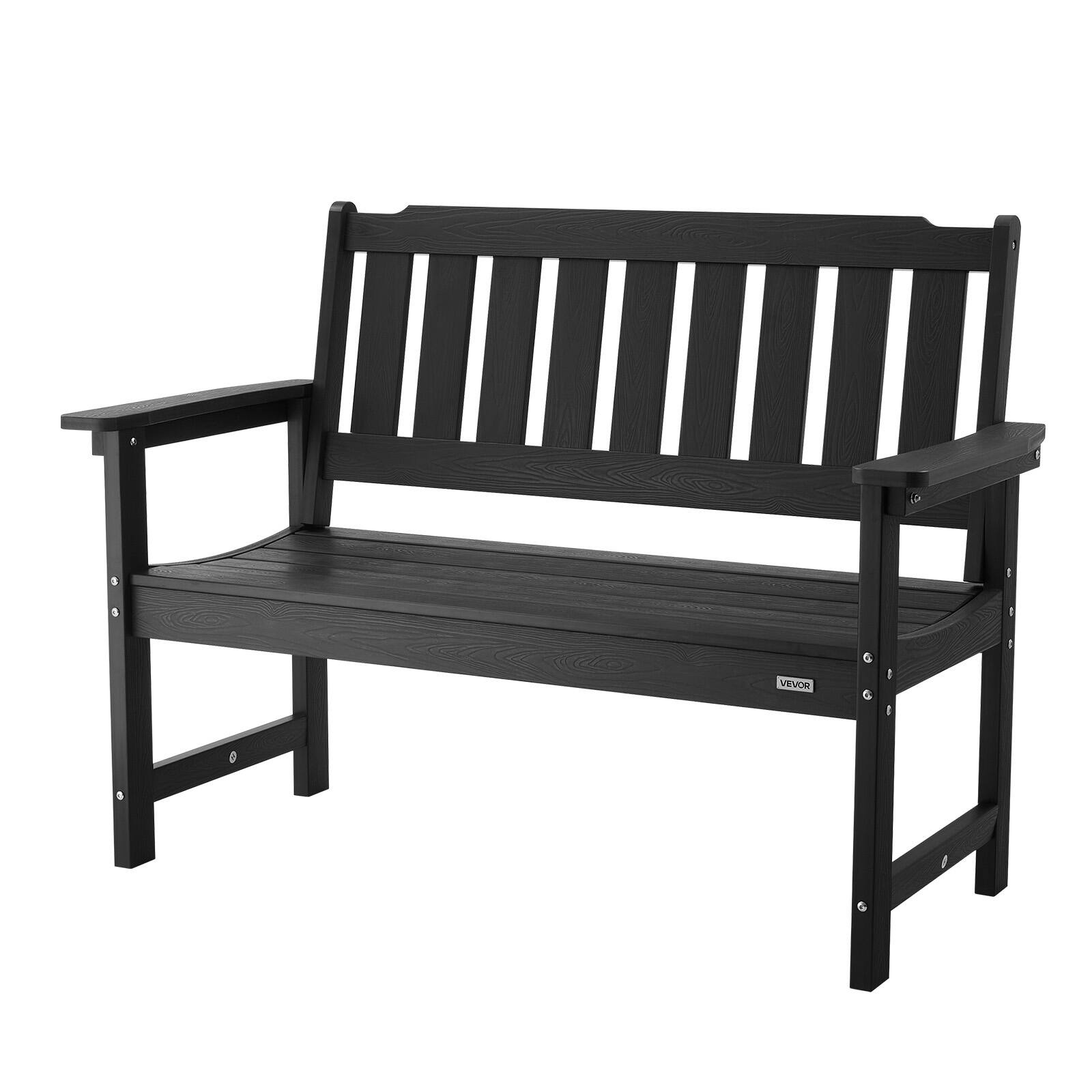 Alt View 5. VEVOR - Outdoor Bench, 50.5 inch, 800 lbs Weight Capacity for 2-3 Persons, Weatherproof Plastic Frame with Backrest - Black.