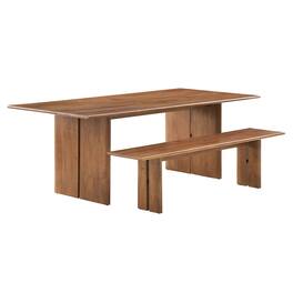 Modway - Amistad 86" Wood Dining Table and Bench Set - Brown