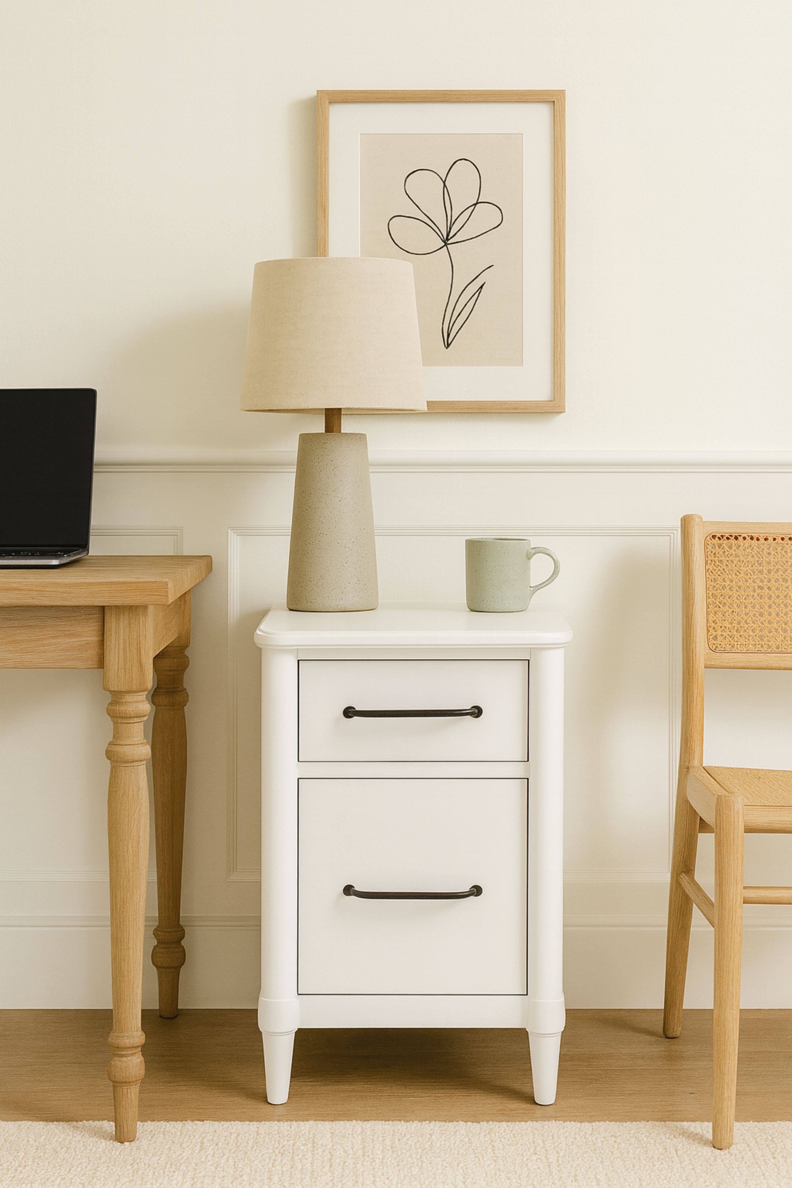 Alt View 1. TinyHomie - 2 Drawer Filing Cabinet White.