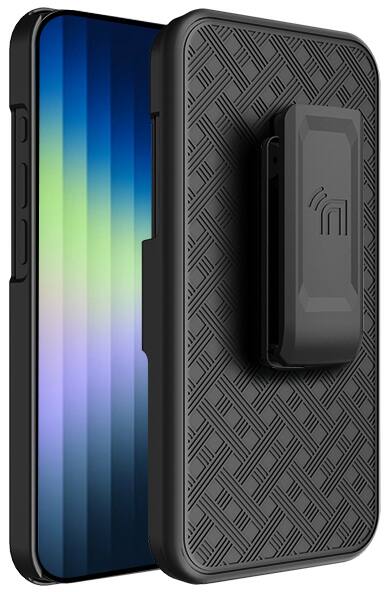 Alt View 6. Nakedcellphone - Combo for Apple iPhone 17e / 16e - Slim Case and Belt Clip Holster - Black.