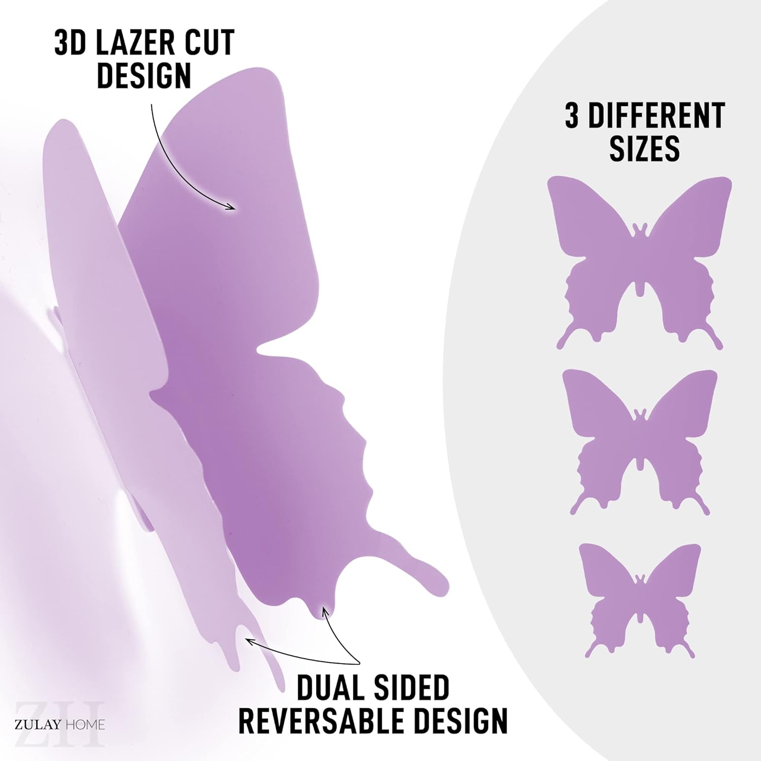 3D LAZER CUT DESIGN, 3 DIFFERENT SIZES, DUAL SIDED REVERSABLE DESIGN, ZULAY HOME