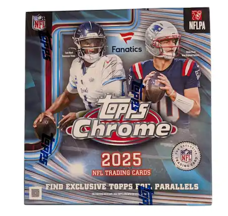 NFL opps Cam Ward Tennessee Titans Bon Fanatics NFLPA Drake Mapt New England Patriots $ TOPPS Chrome 2025 NFL CARD TRADING NFL TRADING CARDS FIND EXCLUSIVE TOPPS FOI PARALLELS (N) PURCHASE NECESSARY TOPPS.COM/NPN FOR DETL