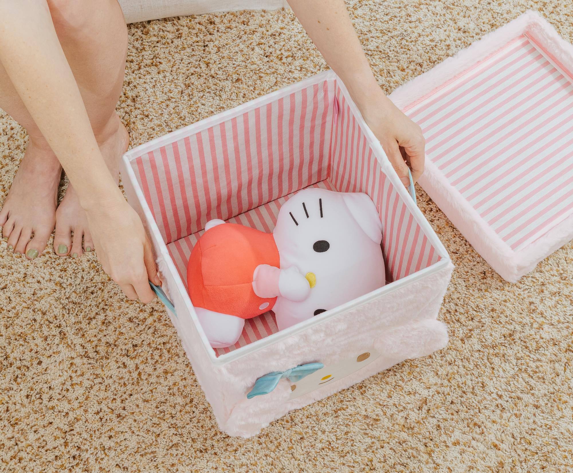 Ukonic Sanrio My Melody 13 Inch Plush Storage Bin With Lid Pink