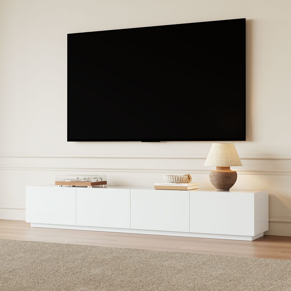 "POVISON - 78.74""Fully-Assembled, Modern Large Matte TV Stand, Long Media Console with 4 Drawers - White" price history on PriceWatchPro