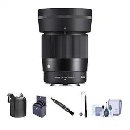 Sigma - 30mm f/1.4 DC DN Contemporary Lens for Nikon Z Bundle with 52mm Filter Kit, Lens Pouch, Lens Cleaner, Cleaning